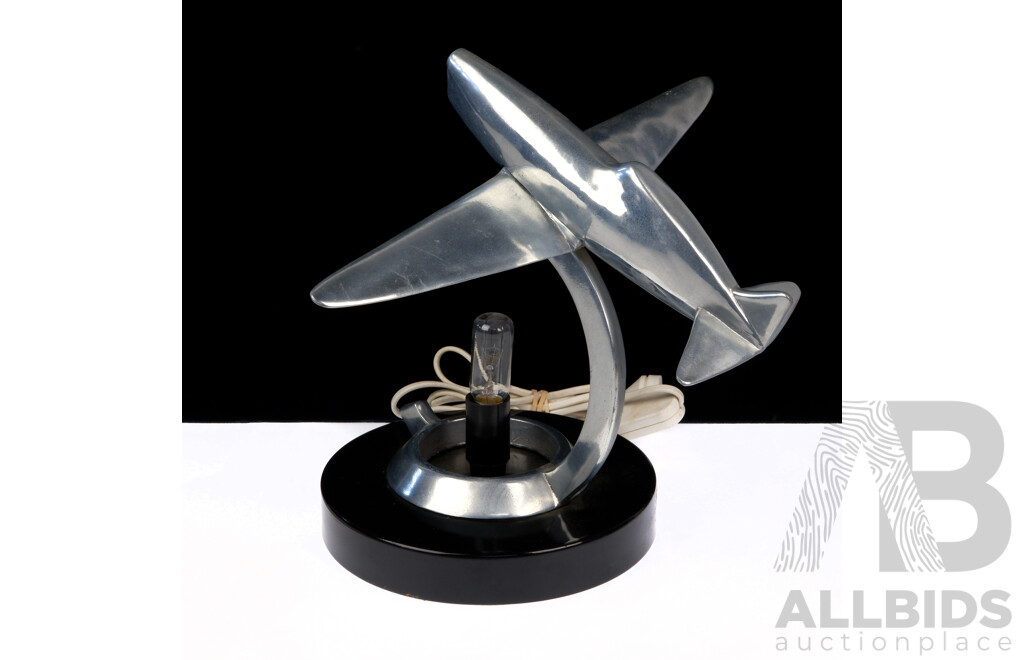 Vintage Chrome Aeroplane Desk Lamp on Tin Base