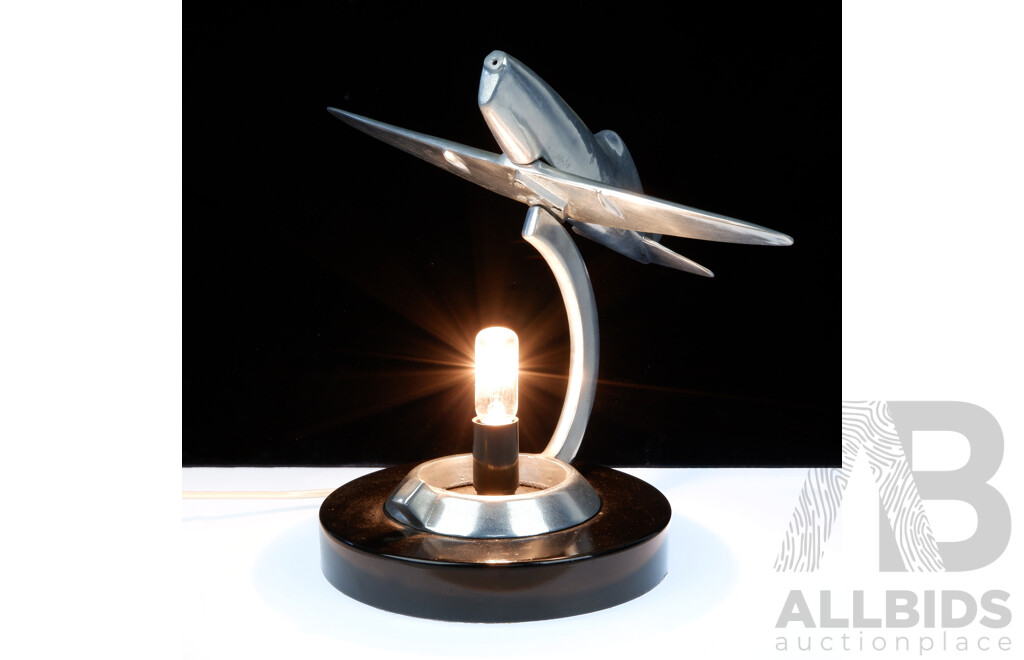Vintage Chrome Aeroplane Desk Lamp on Tin Base