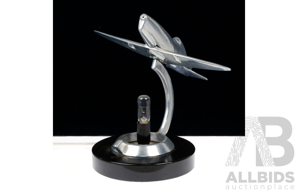 Vintage Chrome Aeroplane Desk Lamp on Tin Base