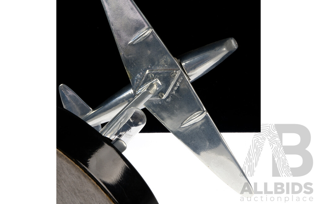 Vintage Chrome Aeroplane Desk Lamp on Tin Base
