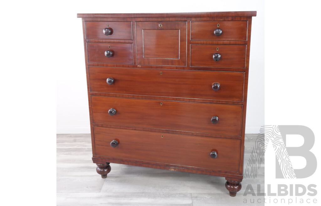 Australian Full Red Cedar Chest of Eight Drawers, Mid 19th C.