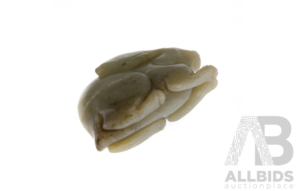 Chinese Carved Jade Crouching Hare Figure