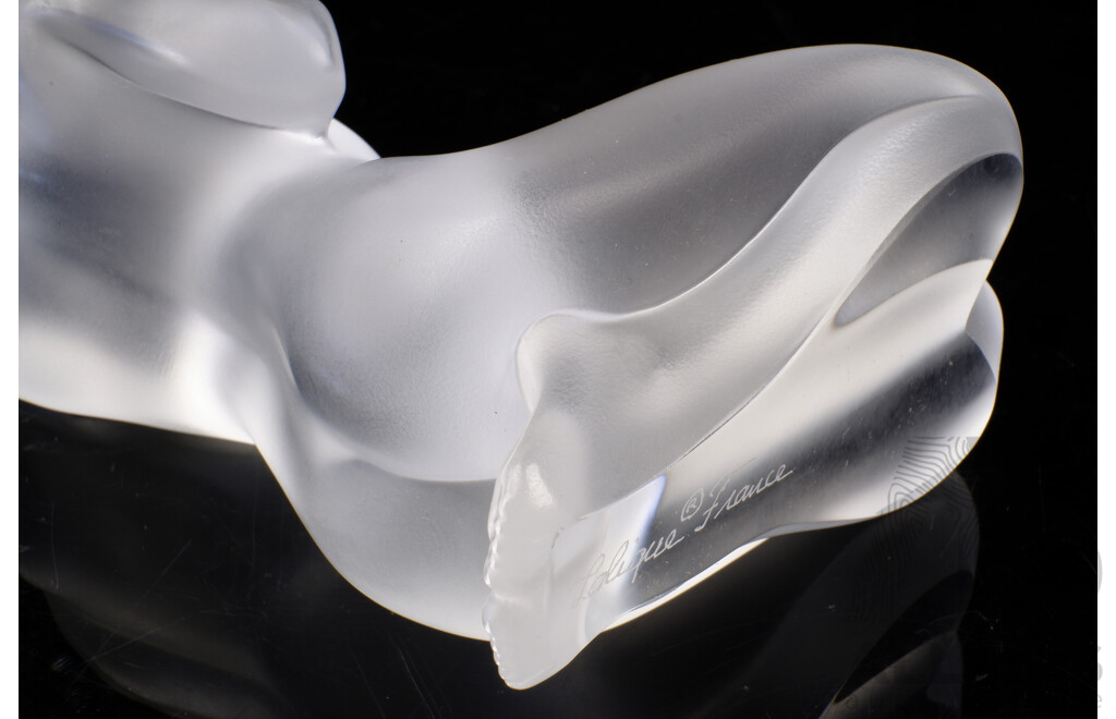 Signed Lalique France Figure of a Female Nude, H 12.5cm
