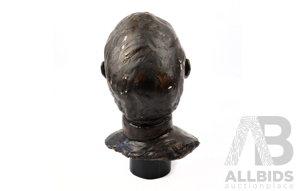 Vintage Hand Modelled Plaster Portrait Bust with Bronze Finish