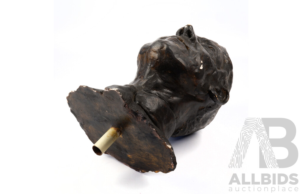 Vintage Hand Modelled Plaster Portrait Bust with Bronze Finish