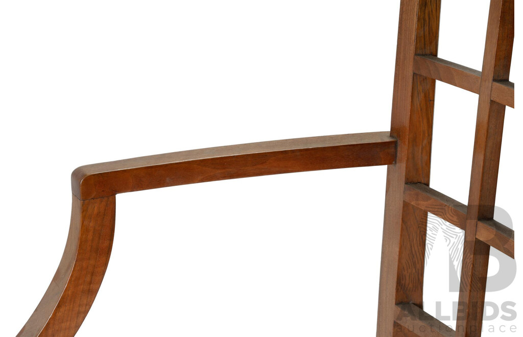 Rare Set of 6 English Arts & Crafts Period Walnut Dining Chairs Designed by Betty Joel for Token Works Bedford, Circa 1935