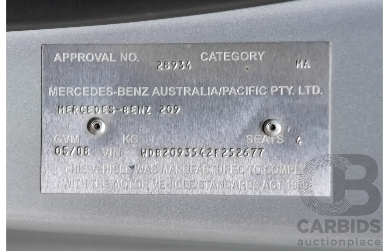 5/2008 Mercedes Benz CLK 280 Avantgarde AMG Pack C209 MY08 2d Coupe Iridium Silver Metallic V6 3.0L