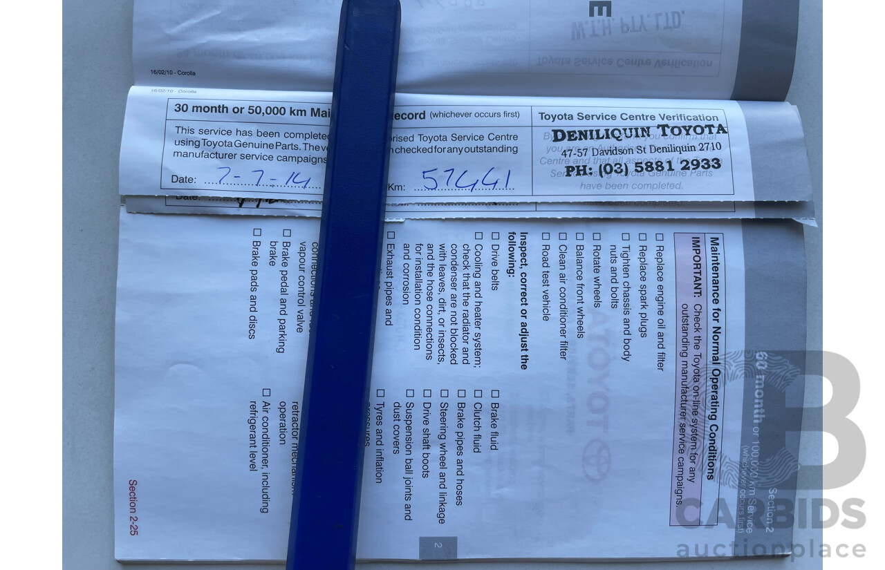 02/11 Toyota Corolla ASCENT FWD ZRE152R MY11 5D Hatchback Red 1.8L