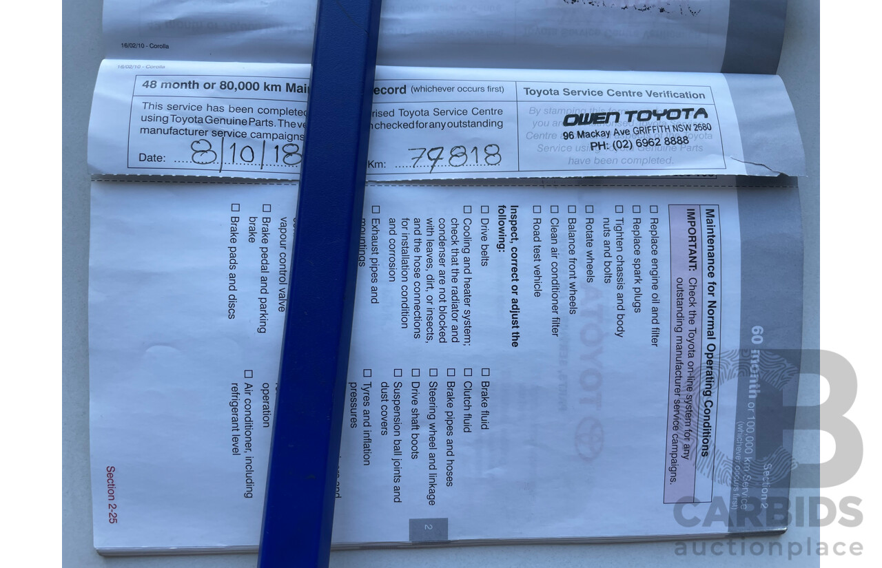 02/11 Toyota Corolla ASCENT FWD ZRE152R MY11 5D Hatchback Red 1.8L