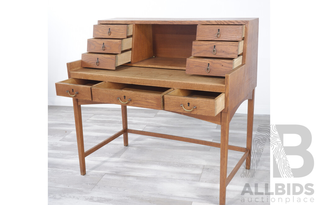 Mid Century Silky Oak Bureau