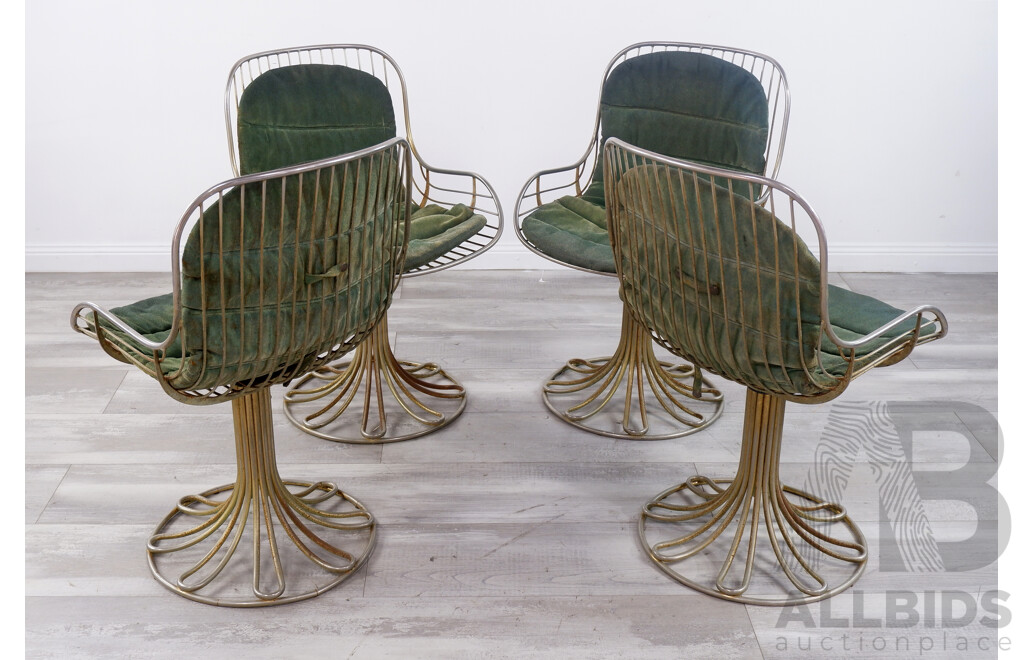 Four Vintage Swivel Metal Dining Chairs Attr. Gastone Rinaldi