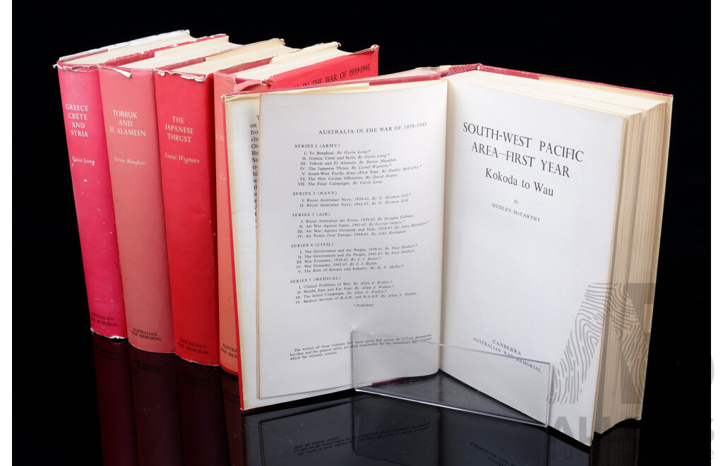 Set Five First Edition Australia in the War of 1939 to 1945 Comprising Volume 2, 3, 4, 5 & 7
