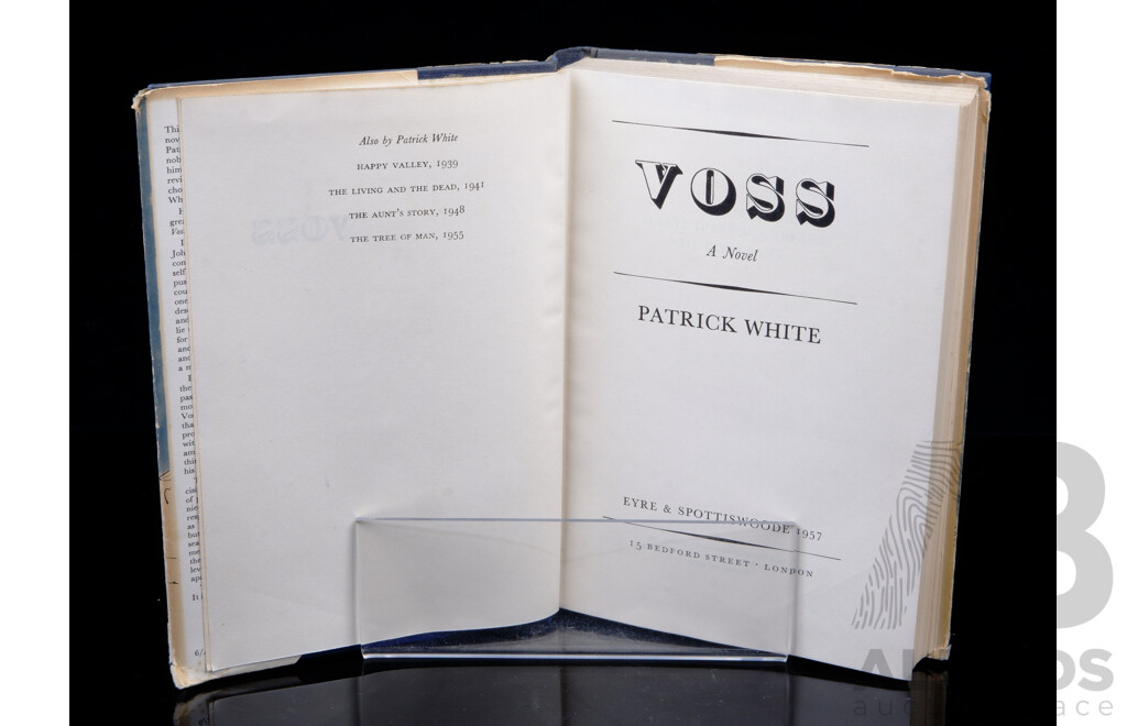 Rare Book, First Edition, Voss, Patrick White, Eyre & Spotiswood, 1957 Hardcover with Dust Jacket