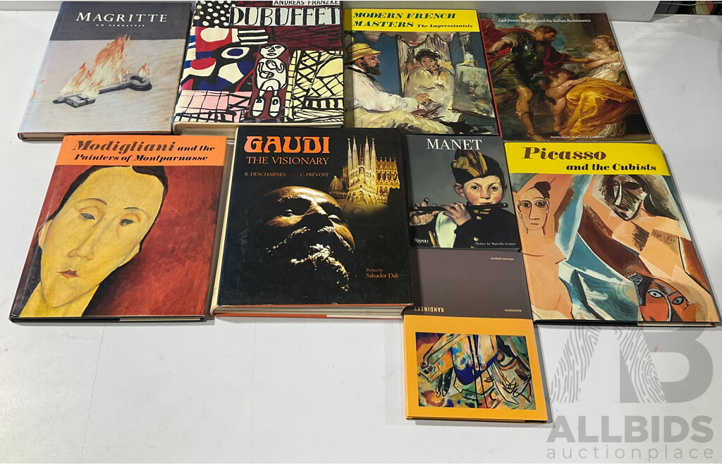 Collection Nine Books Relating to European, American and Other Art Including Debuffet by a Franzke and More