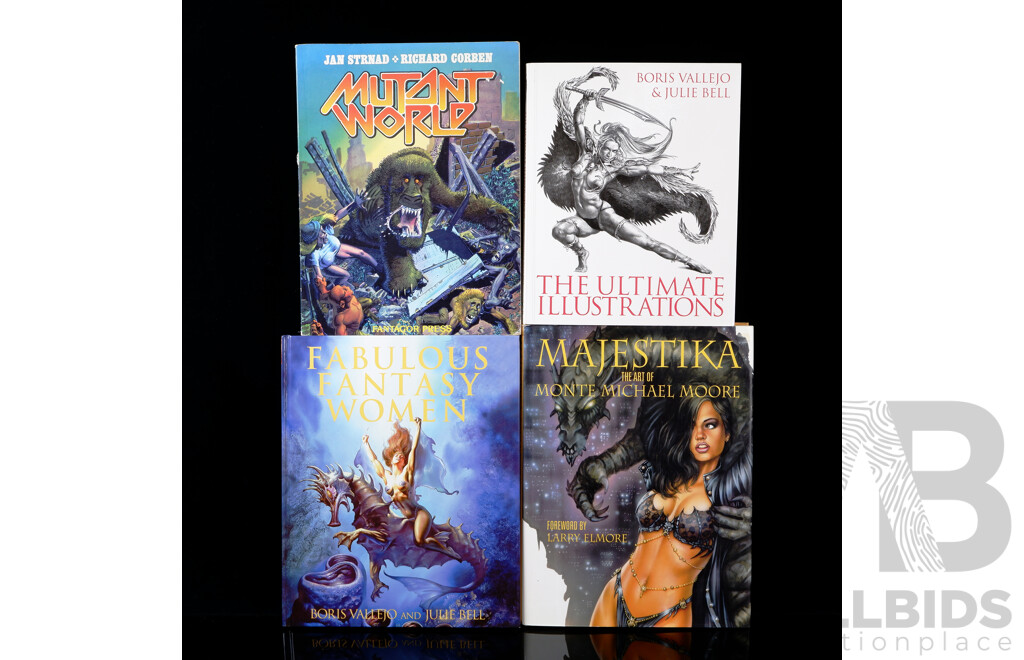 Four Books Focusing on the Bodacious & Buxom Including Two Boris Vallejo & Julie Bell Volumes and More
