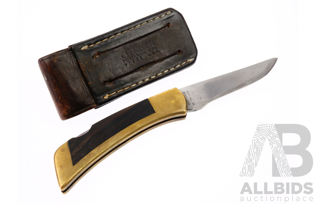 Gerber Portland USA Folding Knife with Leather Pouch, 97223