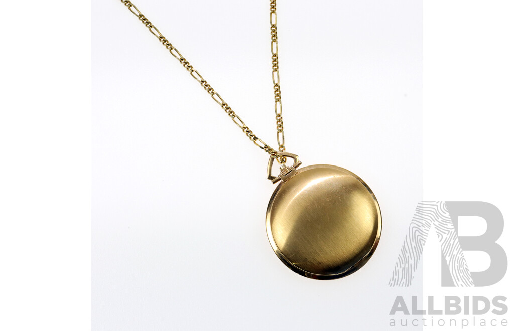 Valgine Vintage 17 Jewel Incabloc Pocket Watch on A&C Gold Plated 70cm Chain