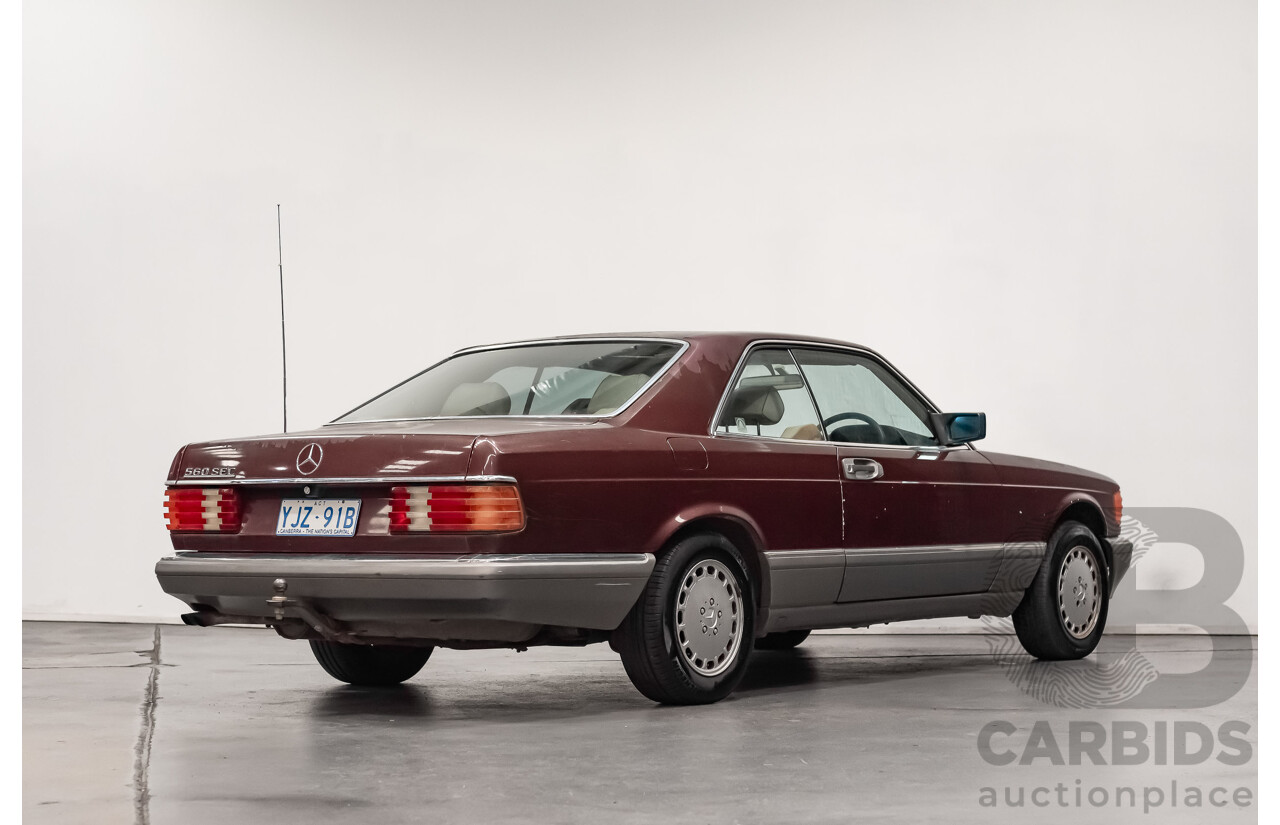 5/1988 Mercedes Benz 560 SEC W126 2d Coupe Pajettrot Maroon Metallic V8 5.5L