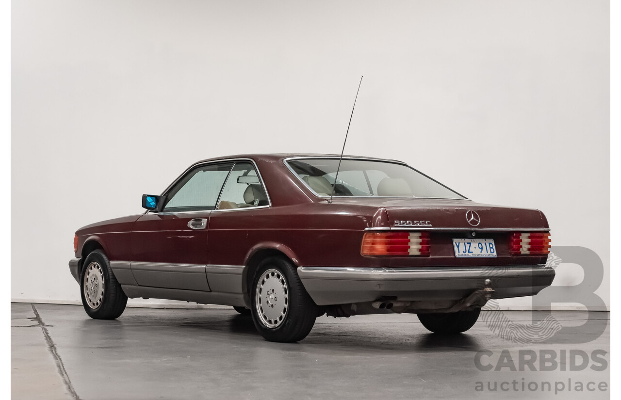 5/1988 Mercedes Benz 560 SEC W126 2d Coupe Pajettrot Maroon Metallic V8 5.5L
