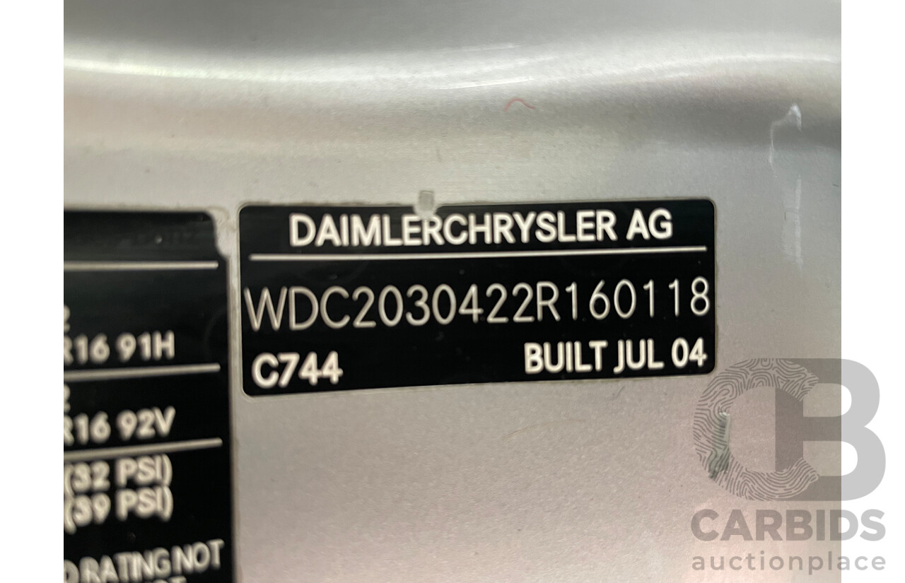 12/04 Mercedes-Benz C200 KOMPRESSOR CLASSIC RWD W203 4D Sedan Silver 1.8L