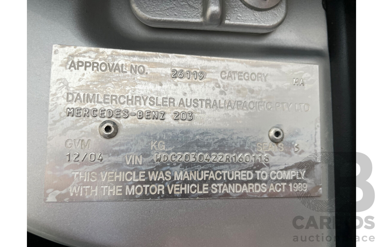 12/04 Mercedes-Benz C200 KOMPRESSOR CLASSIC RWD W203 4D Sedan Silver 1.8L