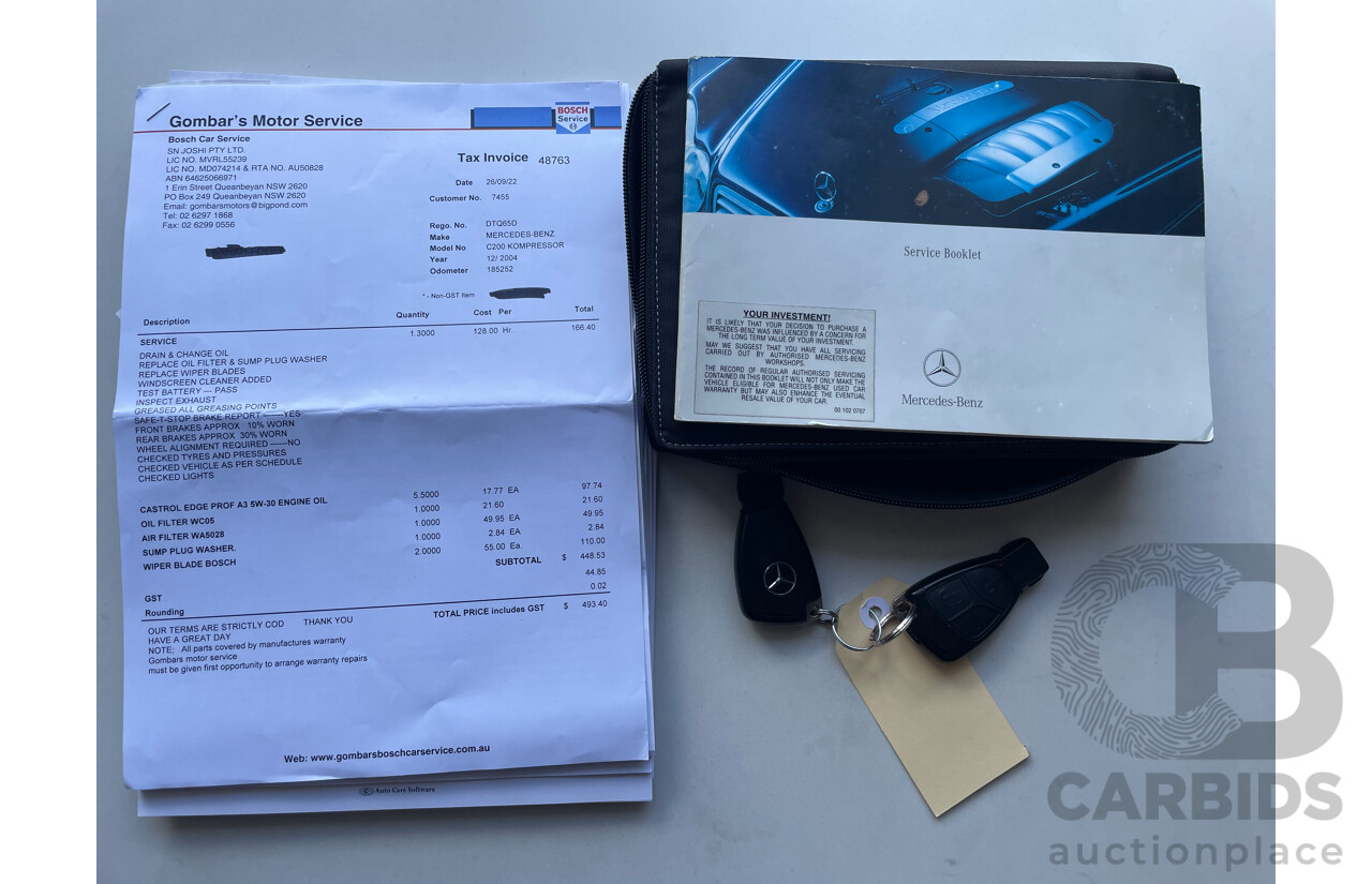 12/04 Mercedes-Benz C200 KOMPRESSOR CLASSIC RWD W203 4D Sedan Silver 1.8L