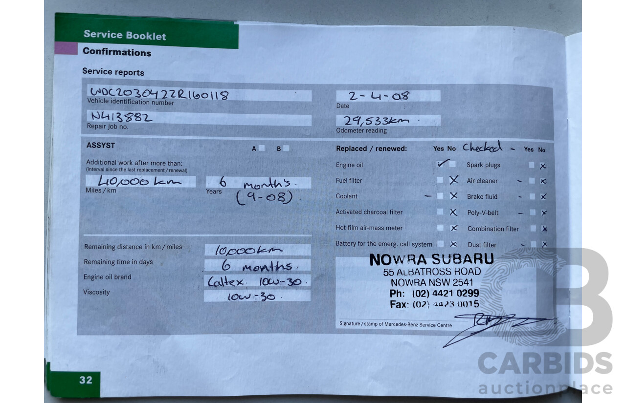 12/04 Mercedes-Benz C200 KOMPRESSOR CLASSIC RWD W203 4D Sedan Silver 1.8L