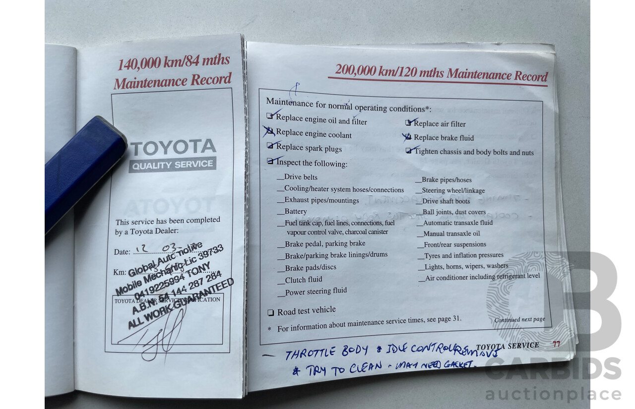 06/01 Toyota Corolla LEVIN SECA FWD AE112R 5D Liftback White 1.8L