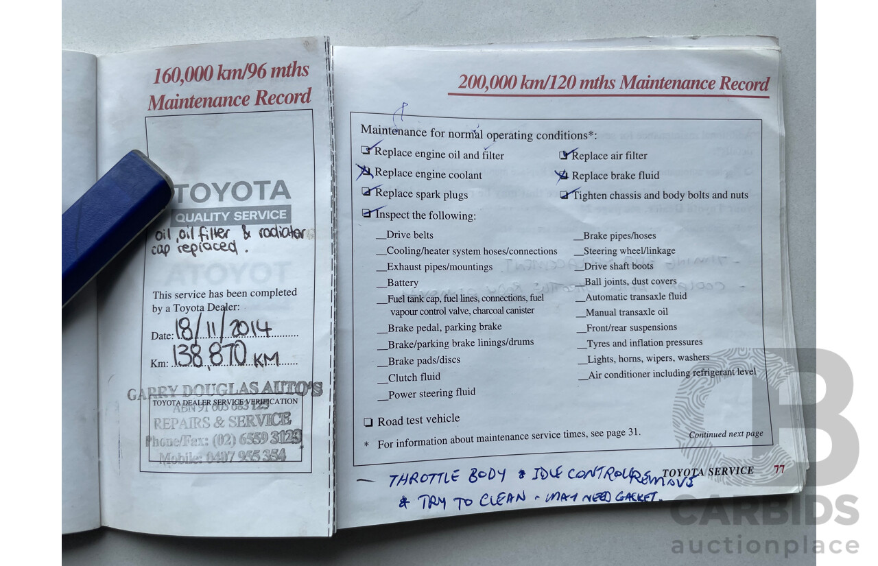 06/01 Toyota Corolla LEVIN SECA FWD AE112R 5D Liftback White 1.8L