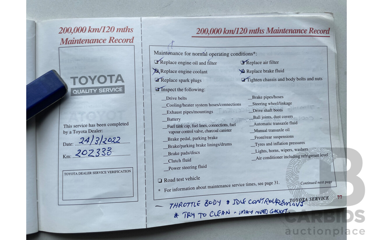 06/01 Toyota Corolla LEVIN SECA FWD AE112R 5D Liftback White 1.8L