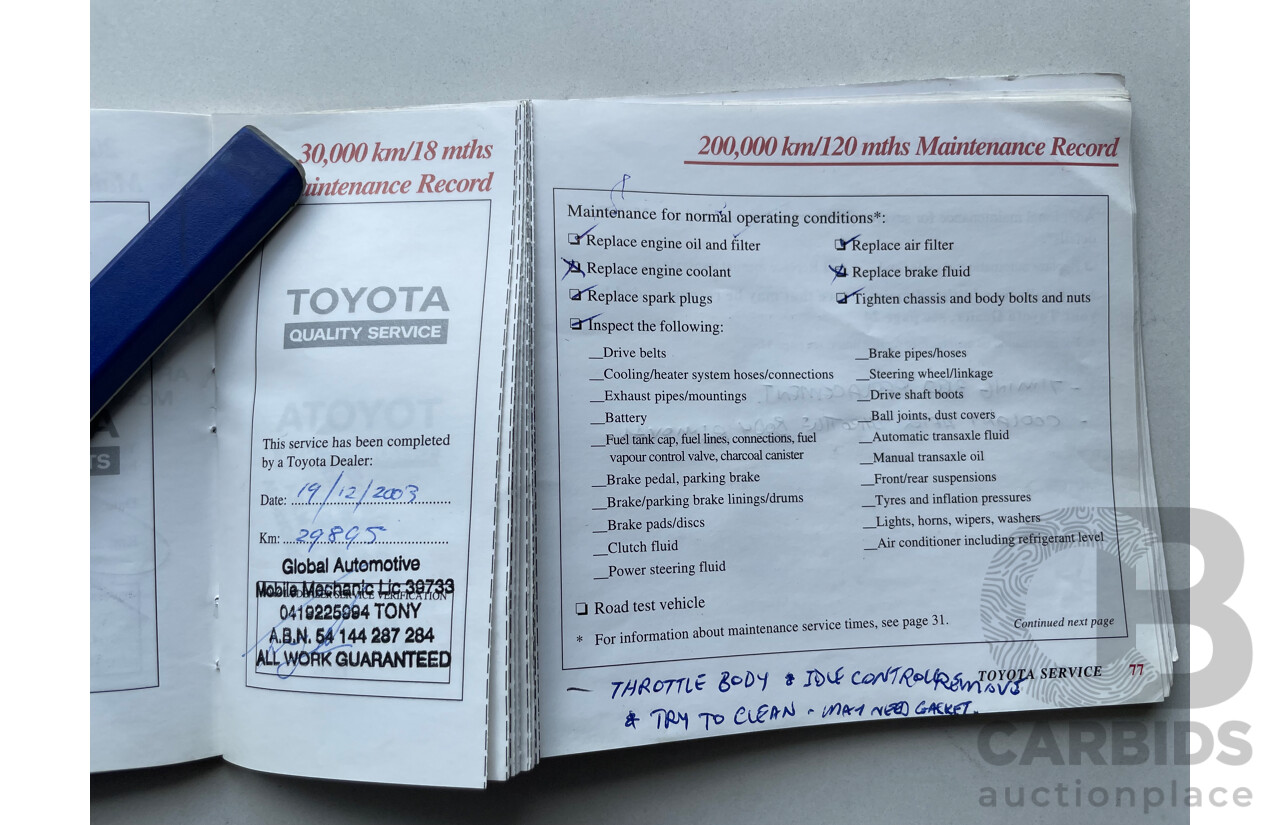 06/01 Toyota Corolla LEVIN SECA FWD AE112R 5D Liftback White 1.8L