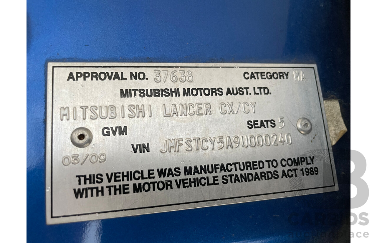 03/09 Mitsubishi Lancer VR-X FWD CJ MY10 4D Sedan Blue 2.4L