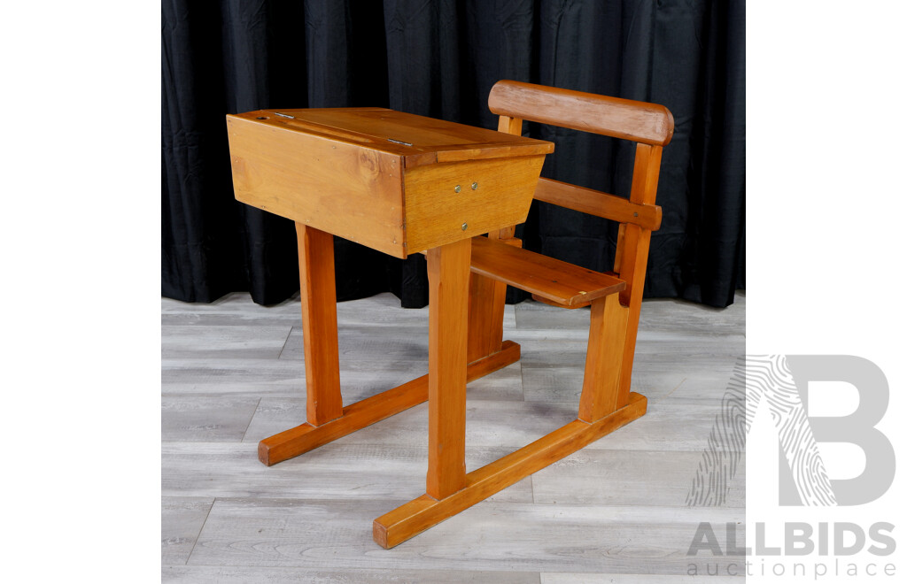 Vintage Timber School Desk