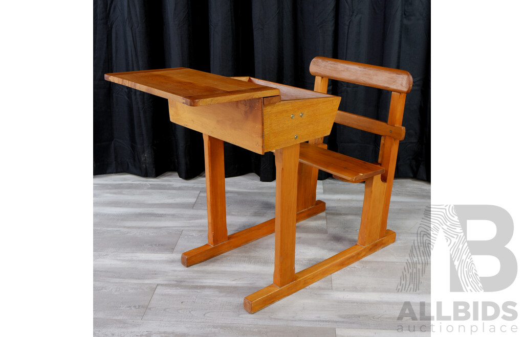 Vintage Timber School Desk