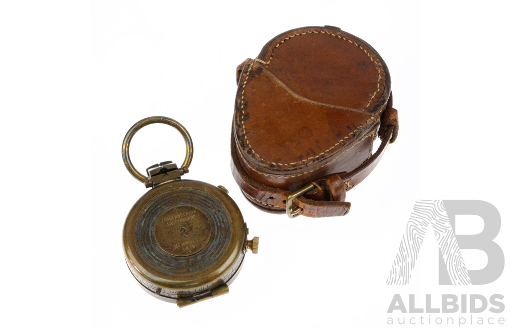 World War One Ed Koehn Geneva Compass with Leather Case, Made in Switzerland