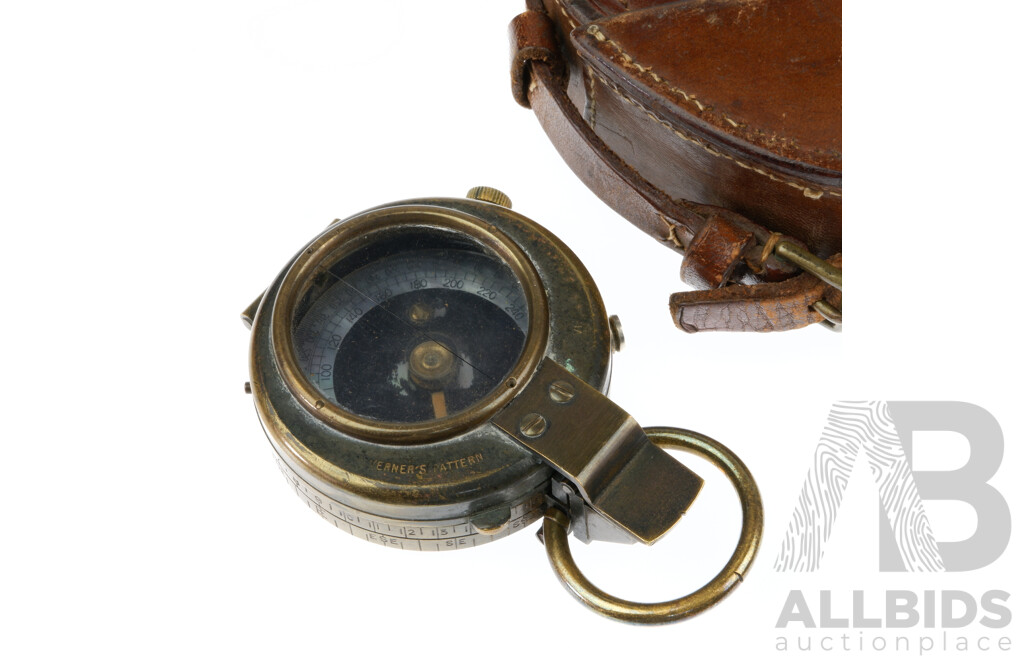 World War One Ed Koehn Geneva Compass with Leather Case, Made in Switzerland
