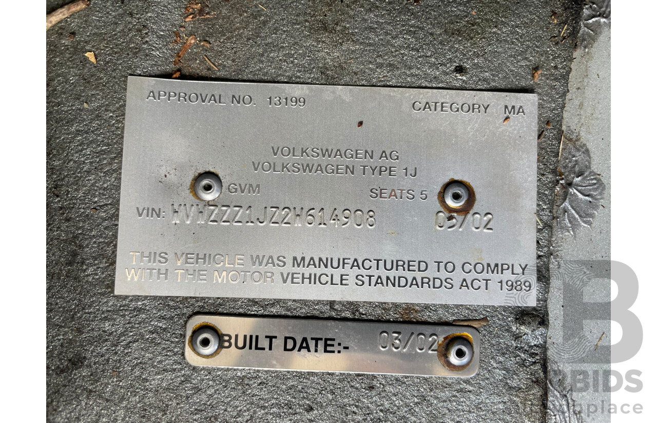 5/2002 Volkswagen Golf 1.6 S  5d Hatchback Silver 1.6L