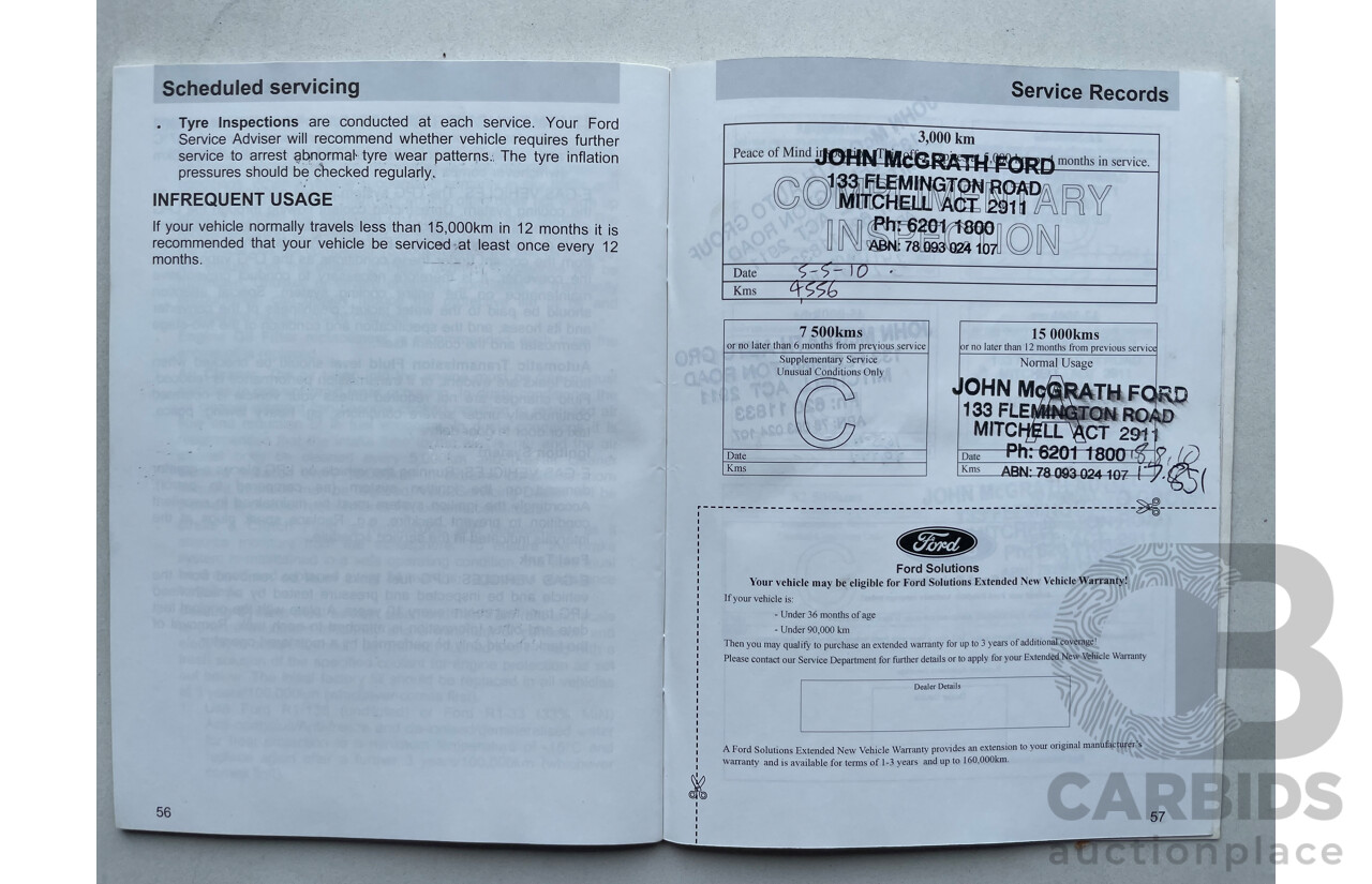 10/09 Ford Falcon (LPG) RWD FG C/Chas with Aluminium Tray White 4.0L