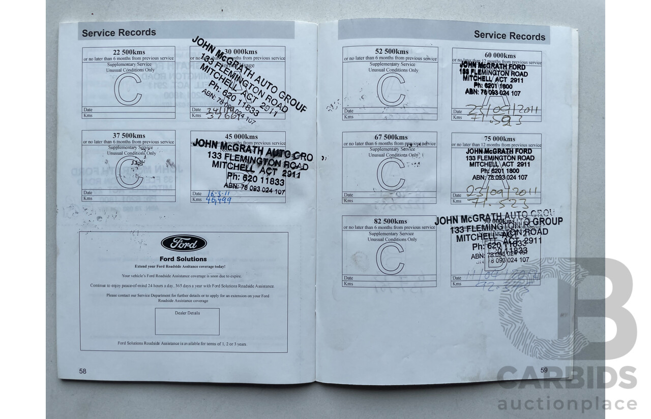 10/09 Ford Falcon (LPG) RWD FG C/Chas with Aluminium Tray White 4.0L