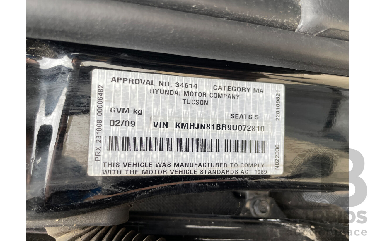 02/09 Hyundai Tucson CITY SX FWD MY09 4D Wagon Black 2.0L