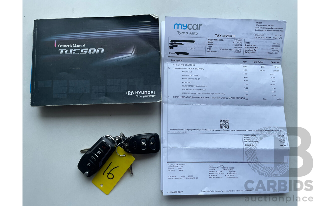 02/09 Hyundai Tucson CITY SX FWD MY09 4D Wagon Black 2.0L