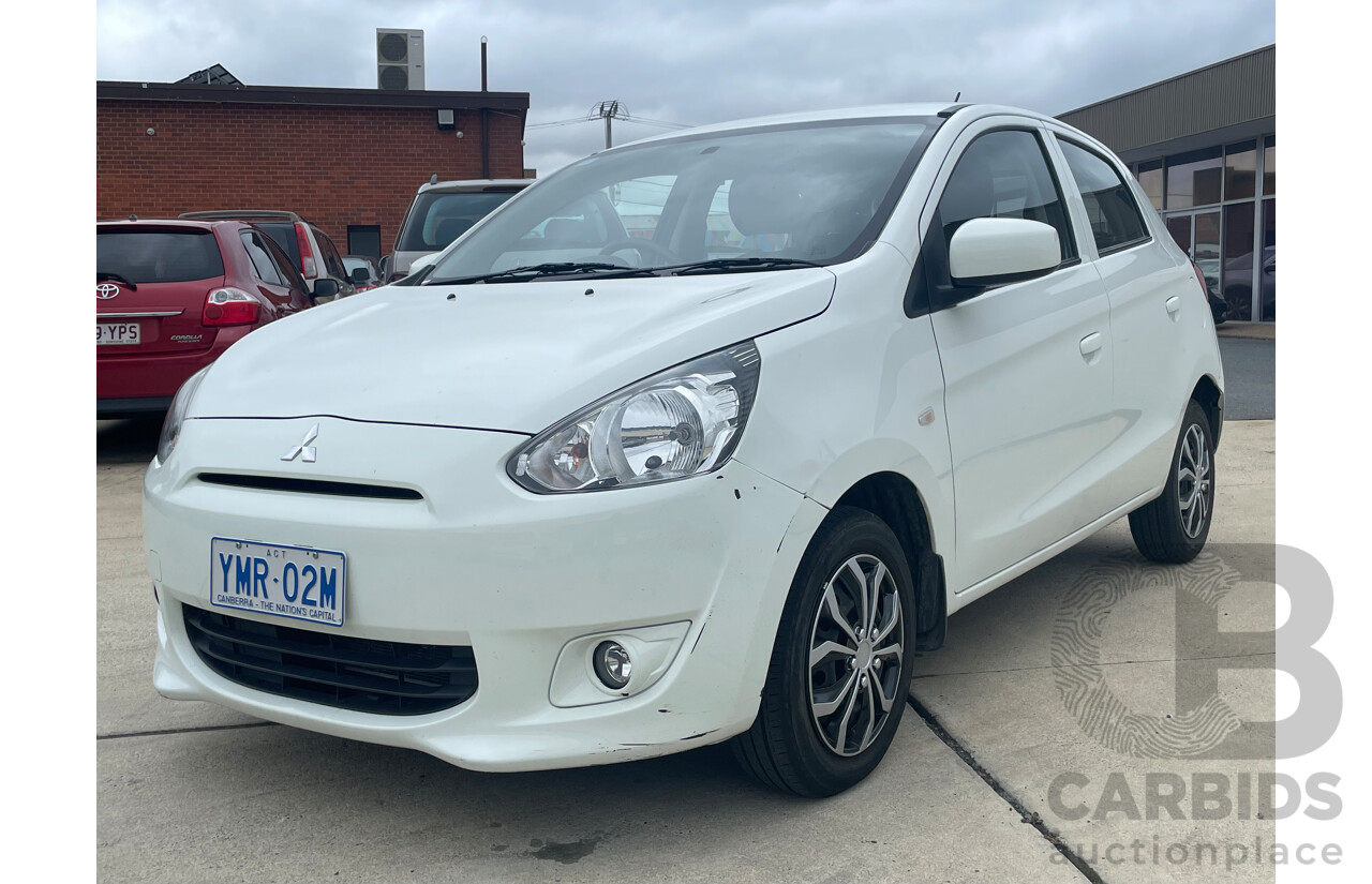 07/15 Mitsubishi Mirage ES FWD LA MY15 5D Hatchback White 1.2L
