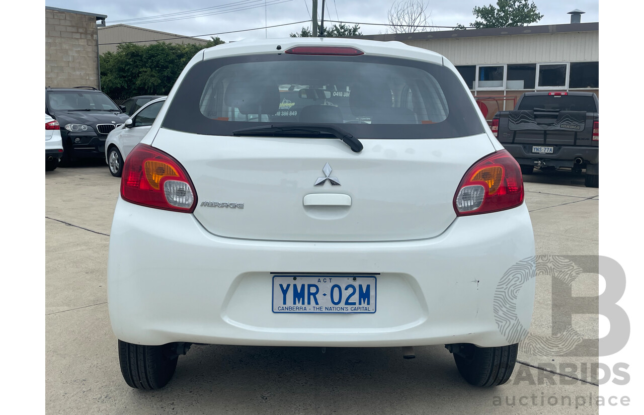 07/15 Mitsubishi Mirage ES FWD LA MY15 5D Hatchback White 1.2L