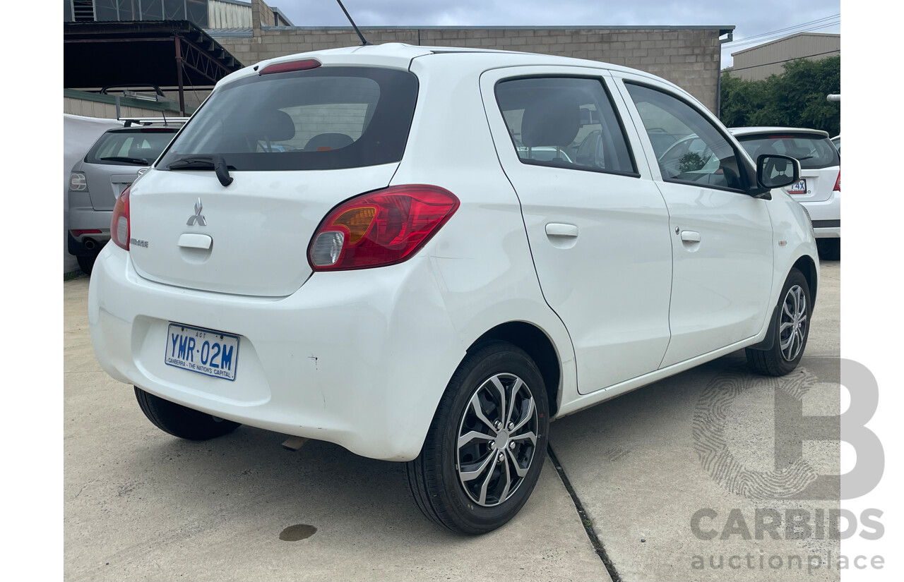 07/15 Mitsubishi Mirage ES FWD LA MY15 5D Hatchback White 1.2L