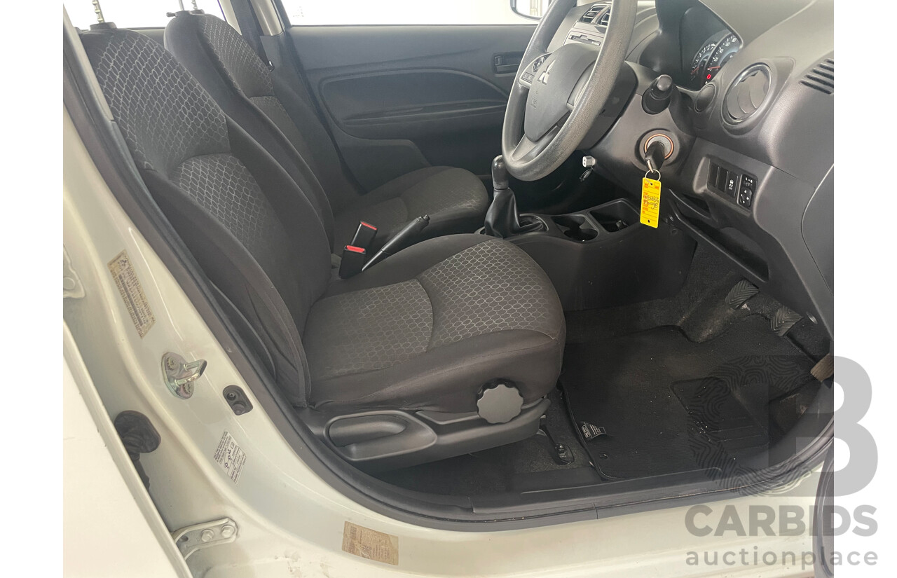 07/15 Mitsubishi Mirage ES FWD LA MY15 5D Hatchback White 1.2L