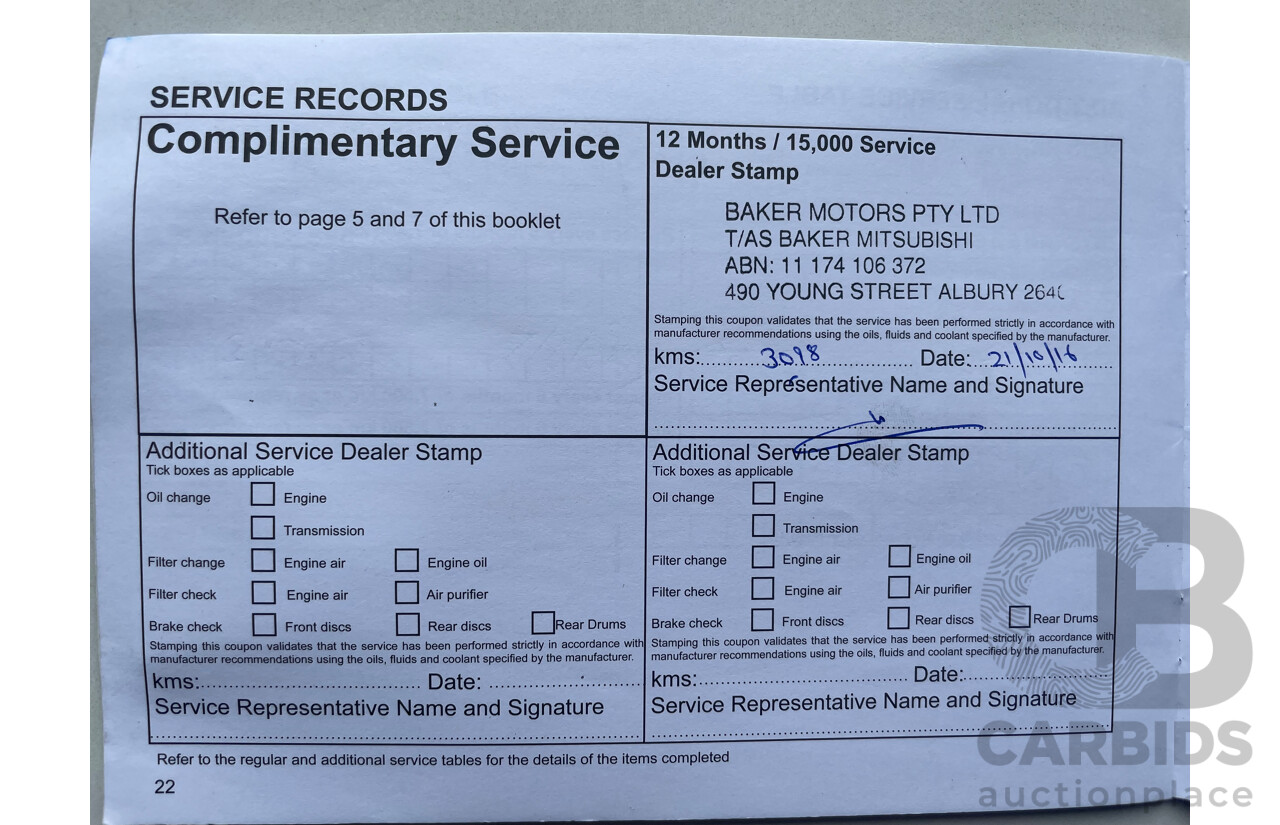 07/15 Mitsubishi Mirage ES FWD LA MY15 5D Hatchback White 1.2L