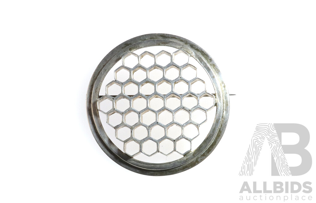 Vintage Honeycomb Silver Brooch by John Edwin Hale, South Australia