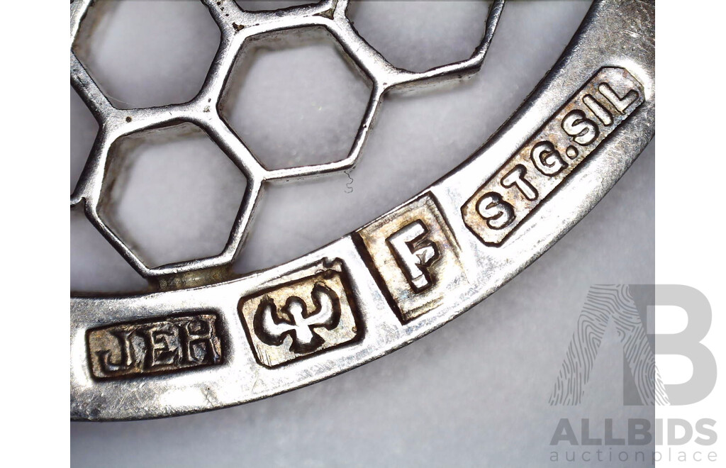 Vintage Honeycomb Silver Brooch by John Edwin Hale, South Australia