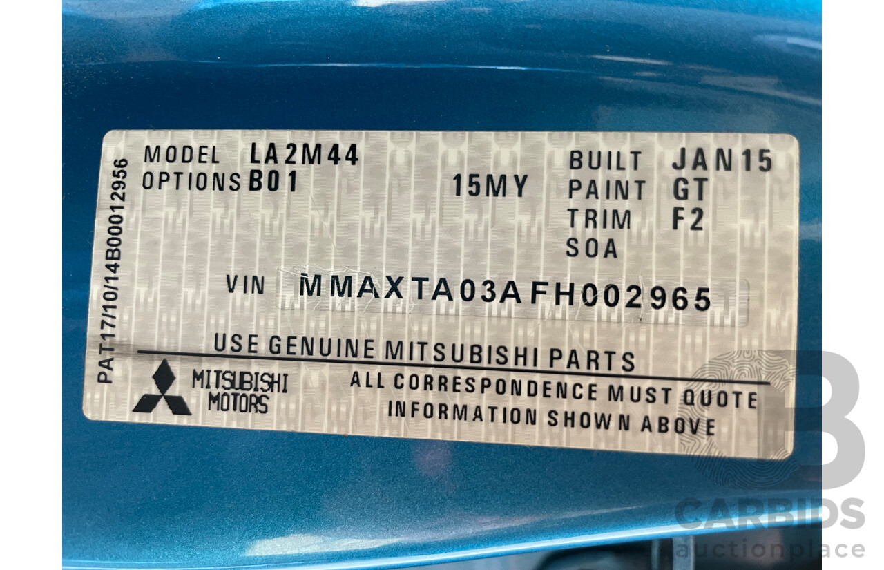 03/15 Mitsubishi Mirage ES FWD LA MY15 5D Hatchback Blue 1.2L