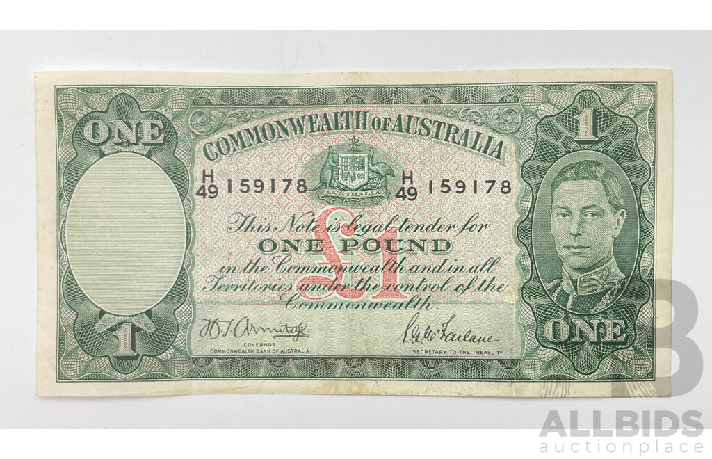 Australian One Pound Note, Armitage/McFarlane H49
